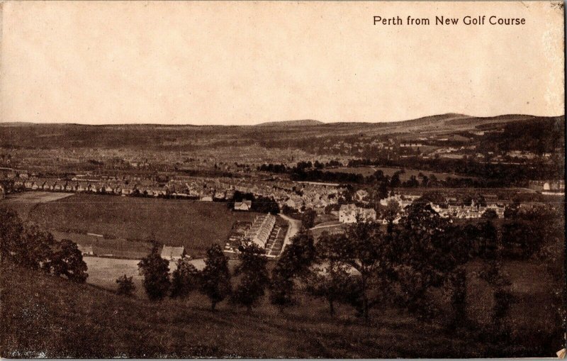 View of Perth from New Golf Course, Perth, Scotland Vintage Postcard B46