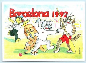 ANN RUSNAK Artist Signed DRESSED CATS Barcelona Olympics 1992 -  4x6 Postcard