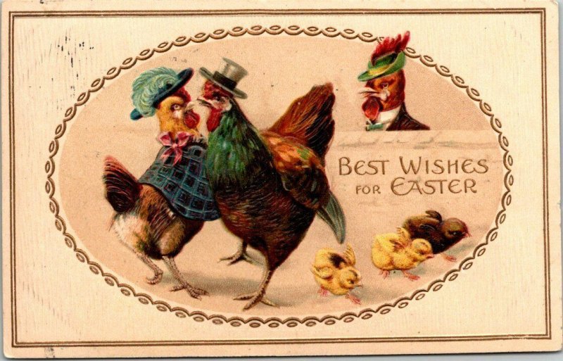 VTG Postcard Best Wishes For Easter Chicken 1914 San Jose Calif Bakersfield 1394