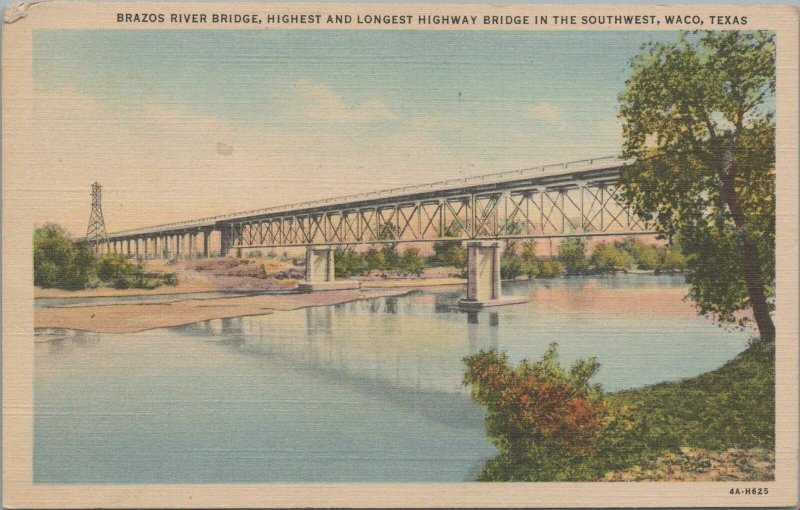 Postcard Brazos River Bridge Highest Longest Highway Bridge Southwest Waco Texas