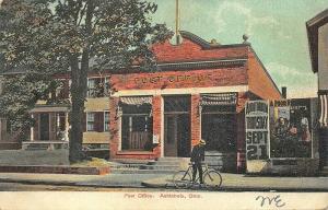 Ashtabula OH 1908 Post Office View Posters Man Bicycle Postcard