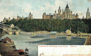 Canada Parliament Buildings From River Ottawa Ontario Vintage Postcard 07.86