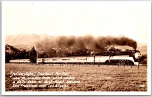 The Daylight Southern Pacific's New Streamline Train RPPC Real Photo Postcard
