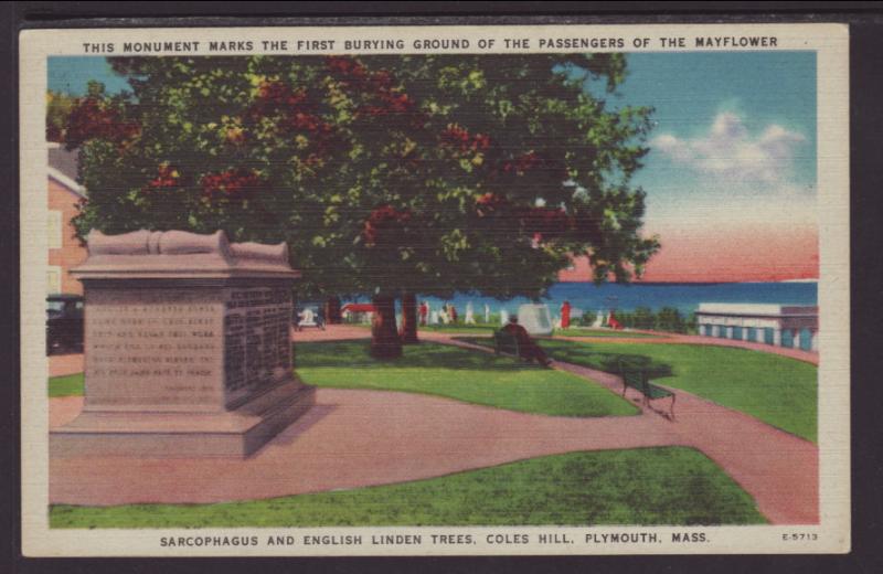 Sarcophagus,Linden Trees,Coles Hill,Plymouth,MA Postcard