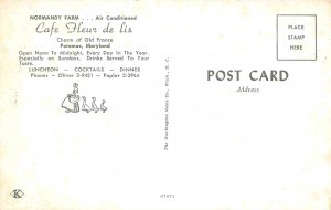Cafe Fleur de Lis Interior Normandy Farm Potomac Maryland postcard