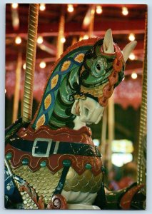 1960 Hartford Connecticut CT Postcard Bushnell Park Carousel Painted Horses Ride