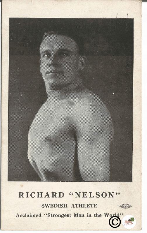 Richard Nelson Swedish Athlete Strongest Man in the World Vintage Postcard