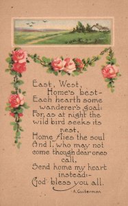 Vintage Postcard 1910's Home's Best Each Hearth Some Wanderer's Goal Greetings