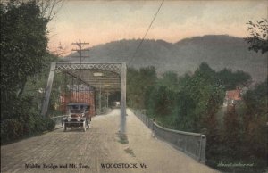 Woodstock Vermont VT Middle Bridge and Mt Tom c1910 Vintage Postcard