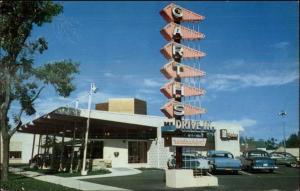 Colorado Springs CO Drive-In Restaurant Cars Signs Art Deco 1950s Postcard