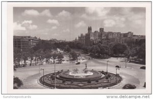 Spain Madrid Neptune Circus and Prado Promenade Panoramic View Real Photo