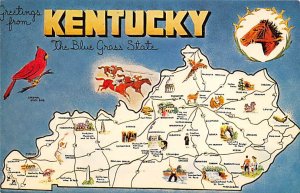 Greetings from KY USA Map Unused 