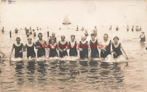 Swimmers in Lake, RPPC