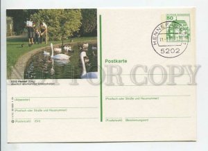 449748 GERMANY 1981 year Hennef swans cancellation POSTAL stationery postcard