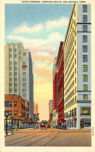 Iowa Des Moines Trolley On Sixth Avenue Looking South Curteich