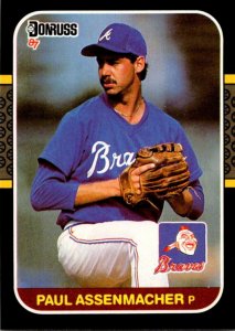 1987 DONRUSS Baseball Card Paul Assenmacher P Atlanta Braves sun0603