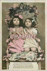 'Old Postcard Give Dad a lot Golden Flavor For Mom Roses for us Entr''Ouvrez ...