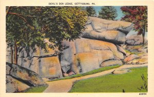 GettysBurg Pennsylvania 1940s Postcard Devil's Den Ledge Civil War