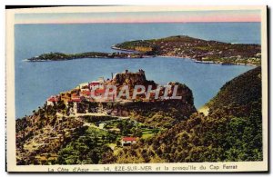 Old Postcard La Cote D & # 39Azur Eze Sur Mer and La Presqu'ile de 39ile Du Cap