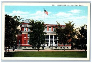 c1920 Commercial Club Building Steps Entrance US Flag Billings Montana Postcard