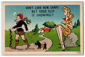 c1910's Old Man Cigarette Pipe Smoke Terrier Dog Girl Sitting Comic Postcard