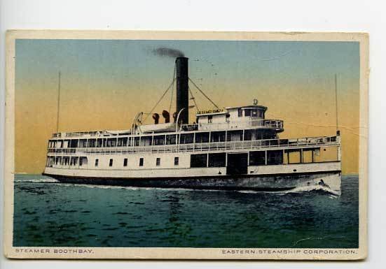 Boothbay Harbor ME Steam Ship 1924 Postcard