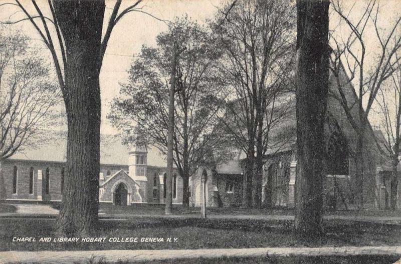 Geneva New York Hobart College Library Chapel Antique Postcard K41232