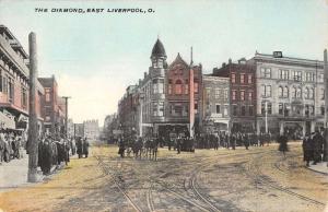 Liverpool Ohio Diamond Street Scene Antique Postcard K45444