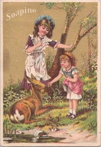 SOAPINE Kendall Mfg Co - Providence, R.I. - Victorian Trade Card - Feeding Deer