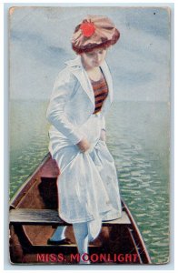 1905 Miss Moonlight Girl Dress White Boat Washington DC Posted Antique Postcard