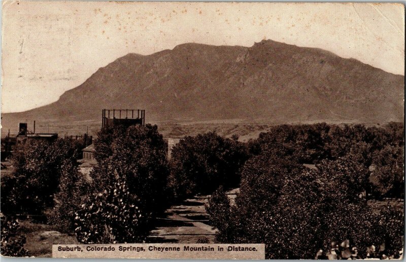 Suburb Colorado Springs Cheyenne Mountains in Distance CO Vintage Postcard U32