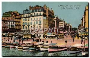 Old Postcard Marseille Quai de Belges and Rue Cannebiere