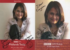 Satnam Rana Midlands Today BBC News 2x Hand Signed Photo s