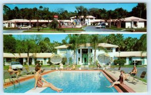 DAYTONA BEACH, Florida FL~ Roadside HALEY'S MONTICELLO COURT 1950s Cars Postcard