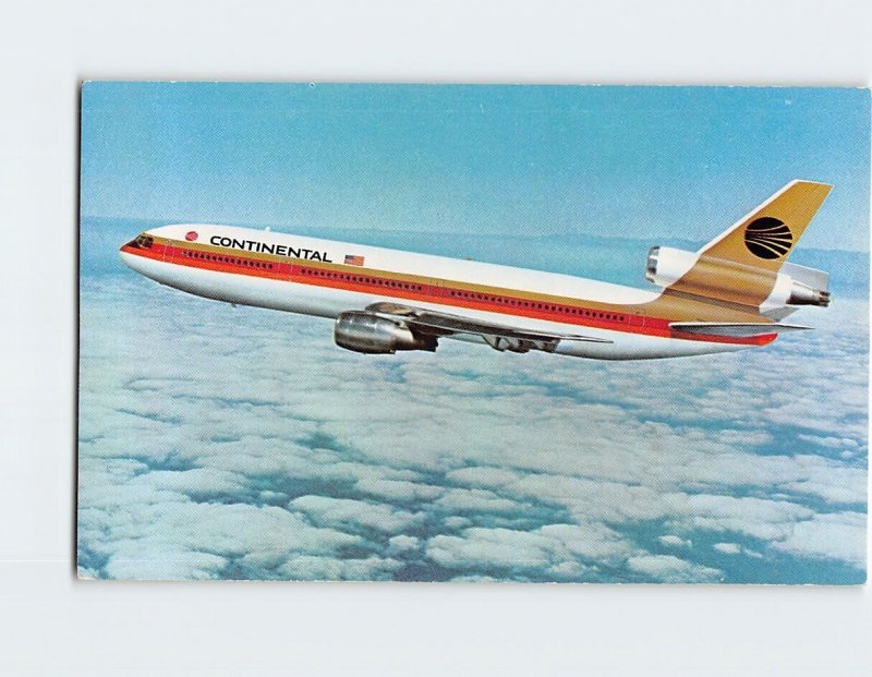 Postcard Continental DC-10 Airplane