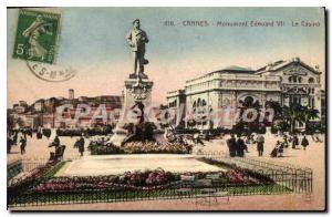 Postcard Old Cannes Monument Edward VII Casino