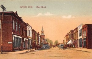 Elmore Ohio Main Street Homes and Businesses Vintage Postcard U970 