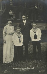 denmark, Prince Christian with Family (1910s) RPPC Postcard