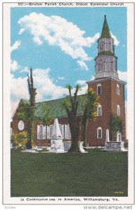 WILLIAMSBURG, Virginia, 1900-1910's; Bruton Parish Church, Oldest Episcopal C...