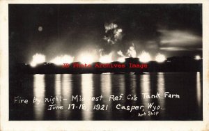 WY, Casper, Wyoming, RPPC, Midwest Refining Company Tank Farm Fire at Night