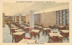 1940s 3 Harmony Cafeteria Chicago Illinois interior Teich linen postcard 1700