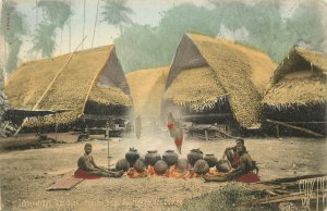Hand Colored Postcard Native Women Of Deutsch-Neuguinea Making Food