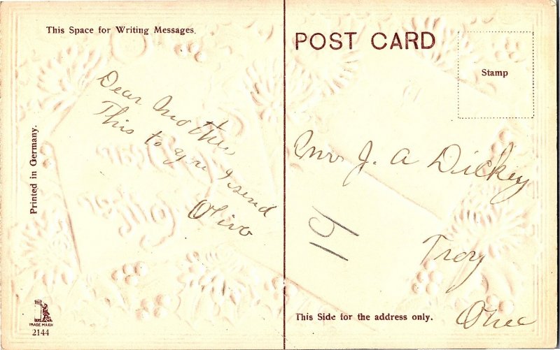 Merry Christmas My Dear Mother Embossed Christmas Floral  c1915 Postcard