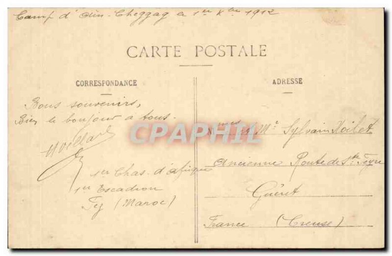 Morocco Fez Old Postcard troops and 65 mountain section in Machina's place in...