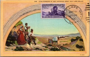 Utah Pioneers Entering Great Salt Lake Valley c1951 Vintage Postcard T78