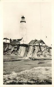 RPPC Postcard; Cap des Rosier Light House Gaspe P.Q. Canada unposted