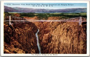 Royal Gorge Colorado CO, Suspension and Hanging Bridges, Vintage Postcard