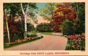Minnesota Greetings From Fifty Lakes 1949