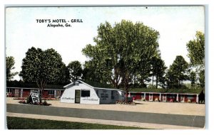 ALAPAHA, GA ~ Roadside TOBY'S MOTEL & GRILL c1950s Berrien County  Postcard