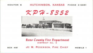 DODGE CITY, KS Kansas  Reno County FIRE DEPARTMENT   c1950s  Blank Back Card